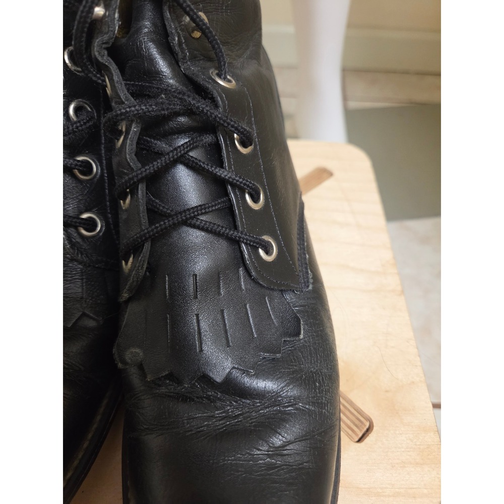 Justin L0506 Mens Black Leather Kiltie Lace Up Western Work Boots Size 8 B - Picture 6 of 12